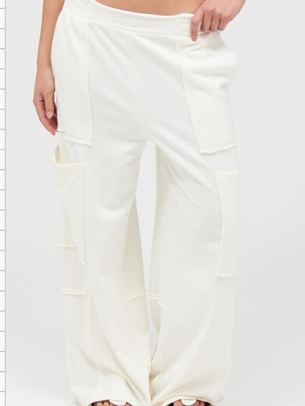 195 | Wide Leg Fleece Pant- Cream